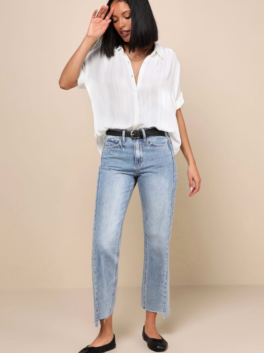 Lulus Everlee White Striped Button-Up Top
